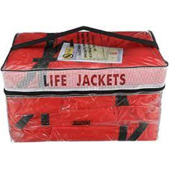 ADULT KEYHOLE LIFE JACKET VEST 4 PLUS BAG RED VEST/CLEAR BAG