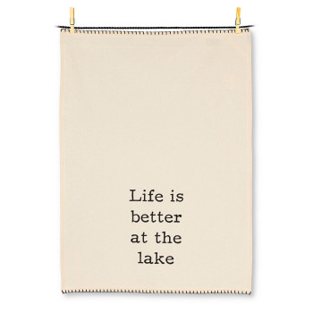 LIFE IS BETTER AT THE LAKE TEA TOWEL BEIGE/BLACK