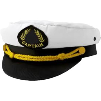 HAT CAPTAIN CAP SIZE 56 WHITE W/BLACK BRIM
