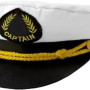 HAT CAPTAIN CAP SIZE 56 WHITE W/BLACK BRIM