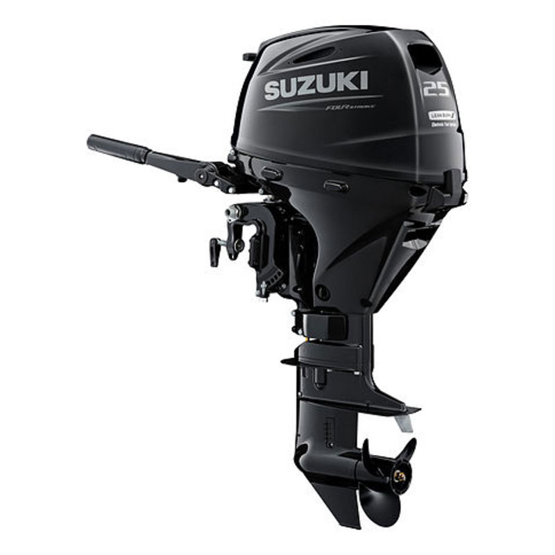 25 HP, SUZUKI OUTBOARD, DF25ATHS, EFI, 15IN, TILLER, PTT, FUEL TANK INCLUDED, ELEC START