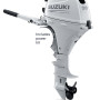 9.9 HP, SUZUKI OUTBOARD, DF9.9BTHLW, WHITE, EFI, 20IN, TILLER, POWER TILT, FUEL TANK INCLUDED, ELEC START