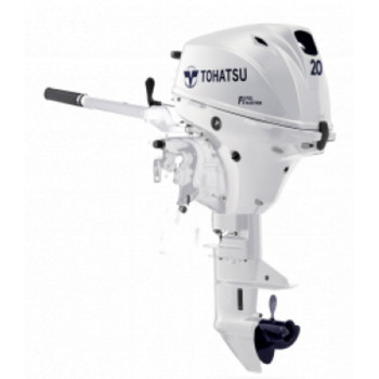 20 HP, TOHATSU OUTBOARD, MFS20EWS, WHITE, EFI, 15, TILLER, FUEL TANK, MANUAL START