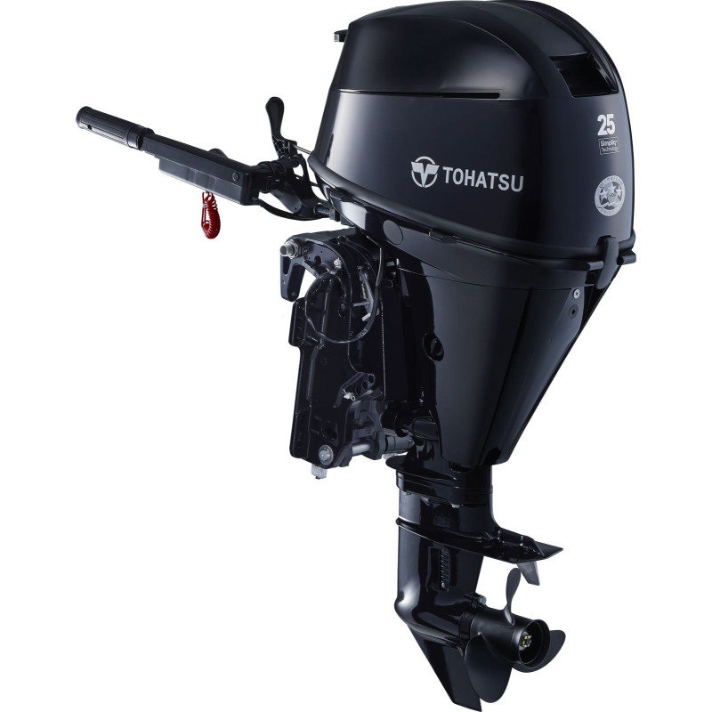 25 HP, TOHATSU OUTBOARD, MFS25DEFTS, EFI, 15, TILLER, PTT, NO TANK, ELEC START, NO PROP