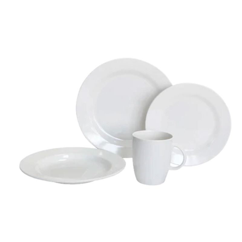 DINNER SET 16 PIECE WHITE ROUND MELAMINE FASCINATION