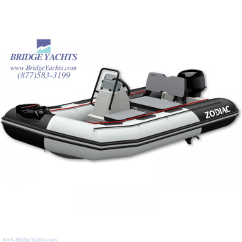 ZODIAC OPEN 3.4 CONSOLE BOAT. LIGHT GREY HULL, PVC
