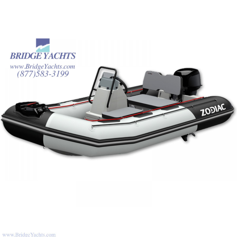 ZODIAC OPEN 3.4 CONSOLE BOAT. LIGHT GREY HULL, PVC