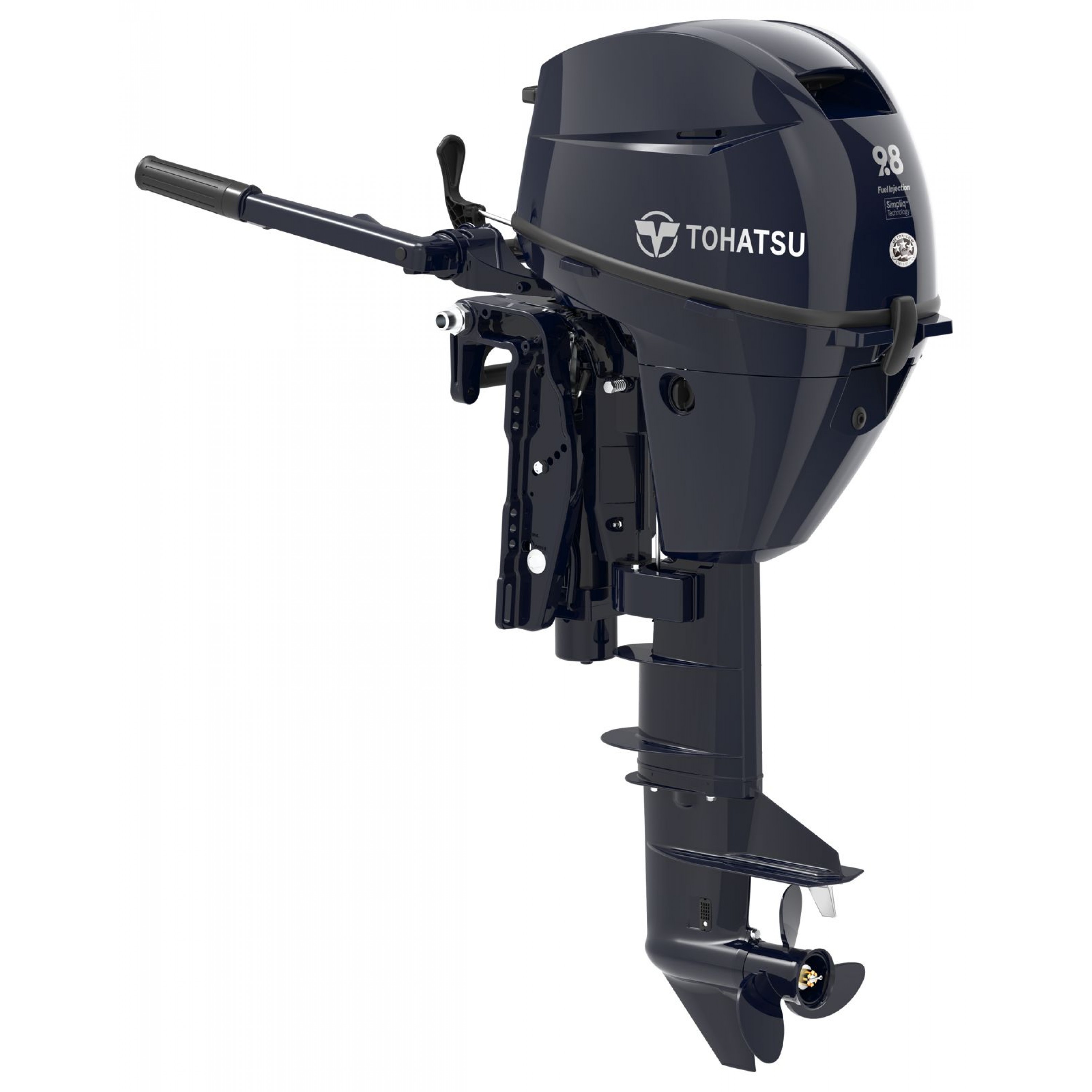 9.8 HP, TOHATSU OUTBOARD, MFS9.8CEFTL, EFI, 20, TILLER, PWR TILT, FUEL TANK, ELEC START