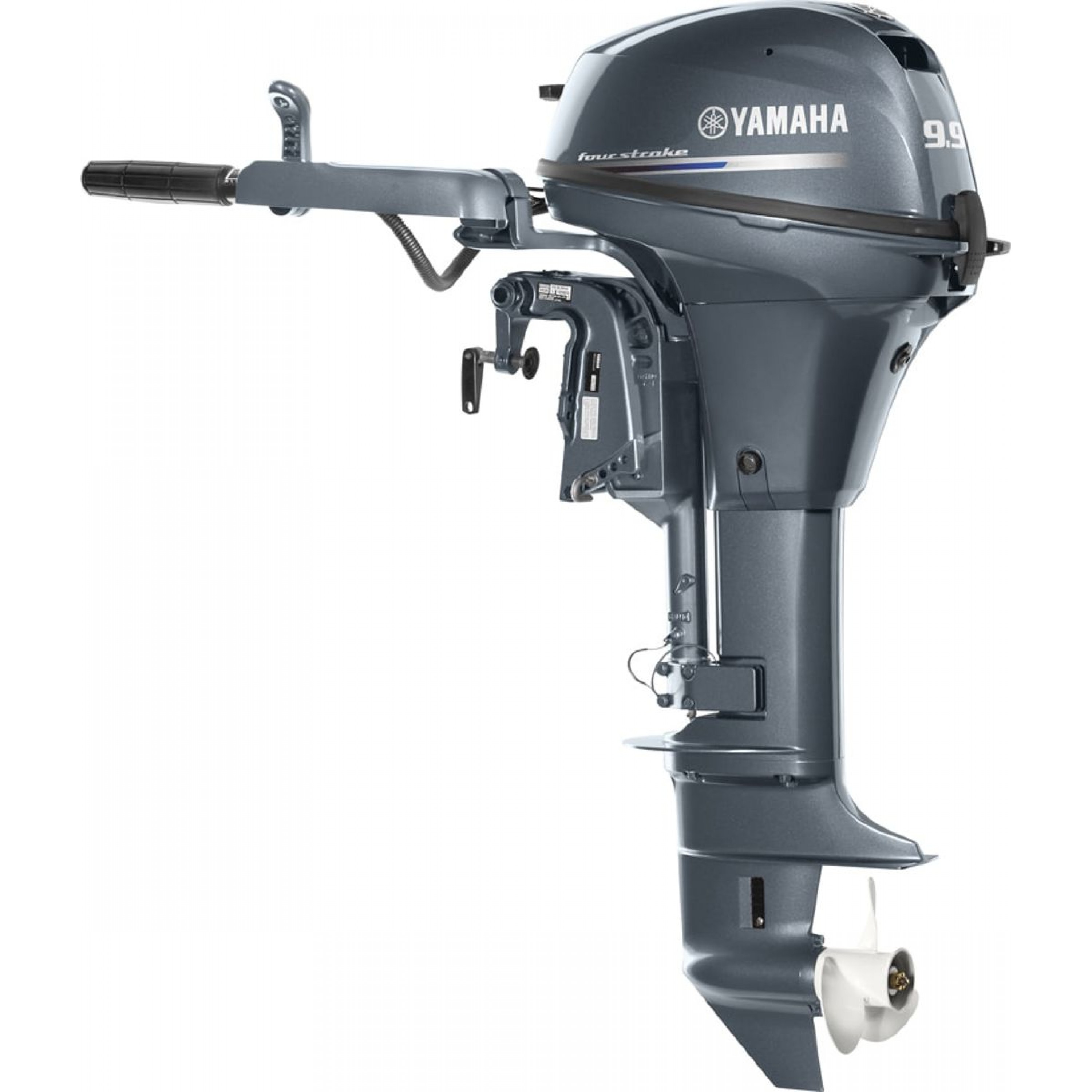 9.9 HP, YAMAHA OUTBOARD, T9.9LWHB, GREY, 20IN, TILLER, NO TANK, ELEC/MAN START, THRUST PROP