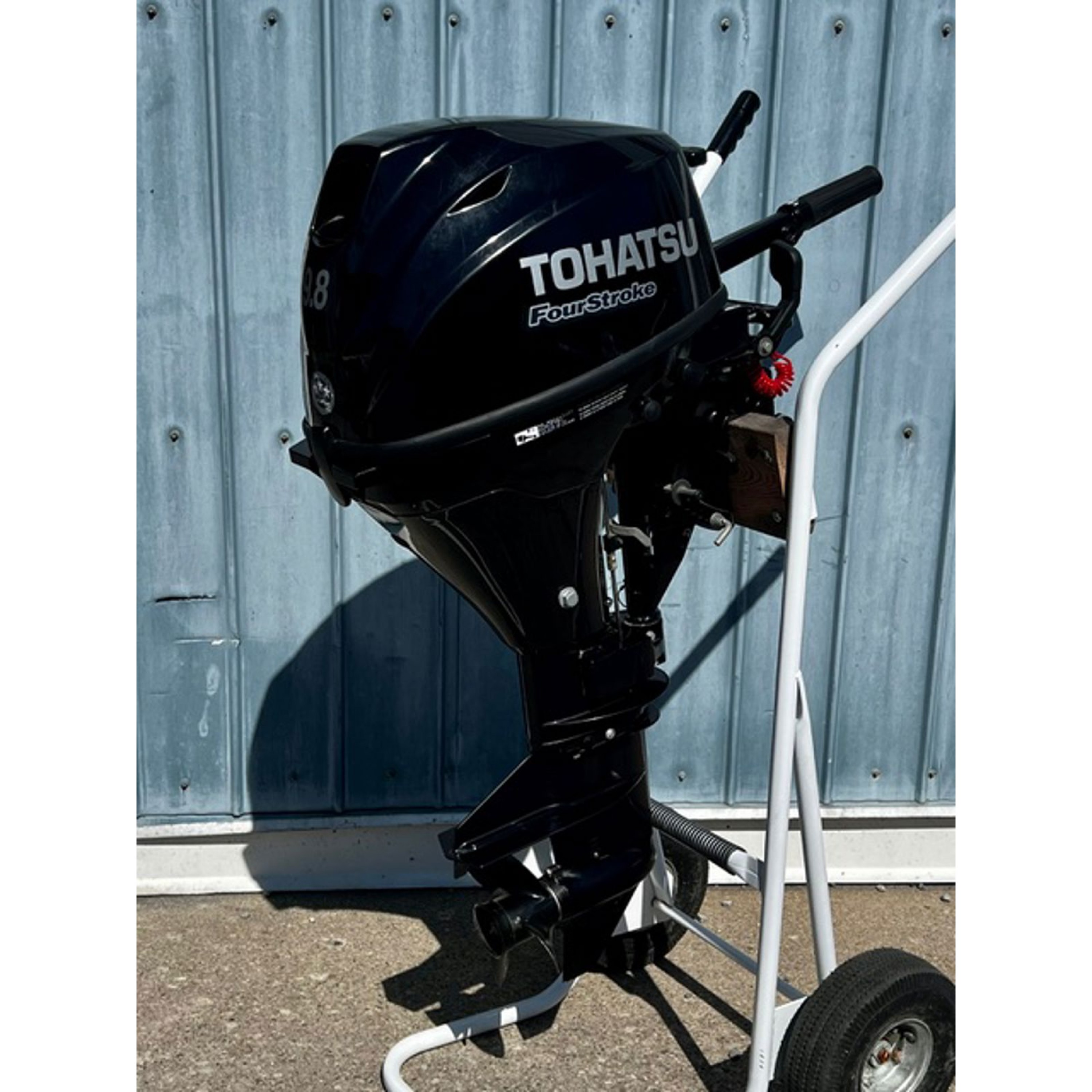 2017 USED 9.8 HP TOHATSU OUTBOARD, SHORT SHAFT, TILLER, INC TANK & HOSE