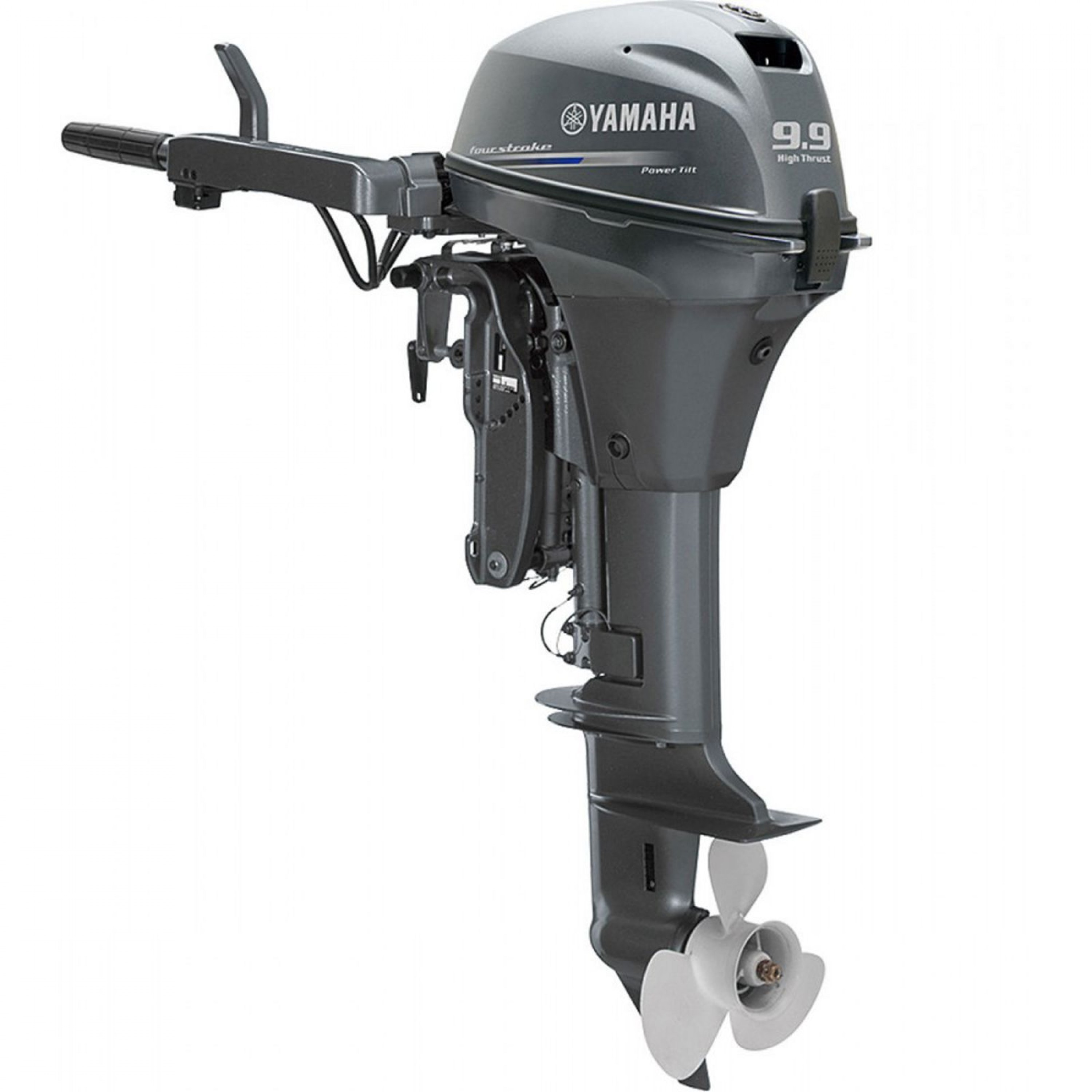 9.9 HP, YAMAHA OUTBOARD, T9.9LPHB, GREY, 20IN, TILLER, NO TANK, ELEC START, PWR TILT, THRUST PROP