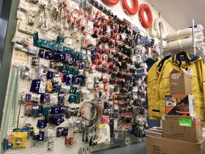 Sailboat hardware, rigging and pulleys stocked at Bridge Yachts