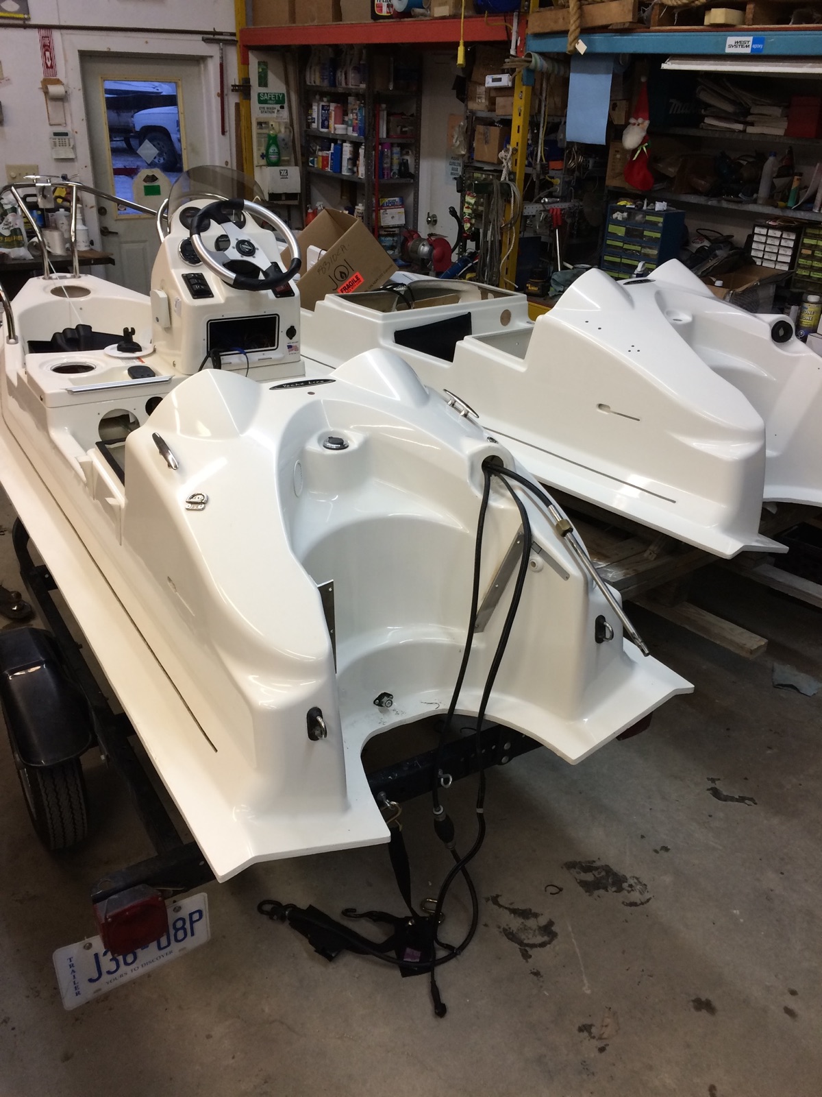 Inflatable boat rigging shop at Bridge Yachts